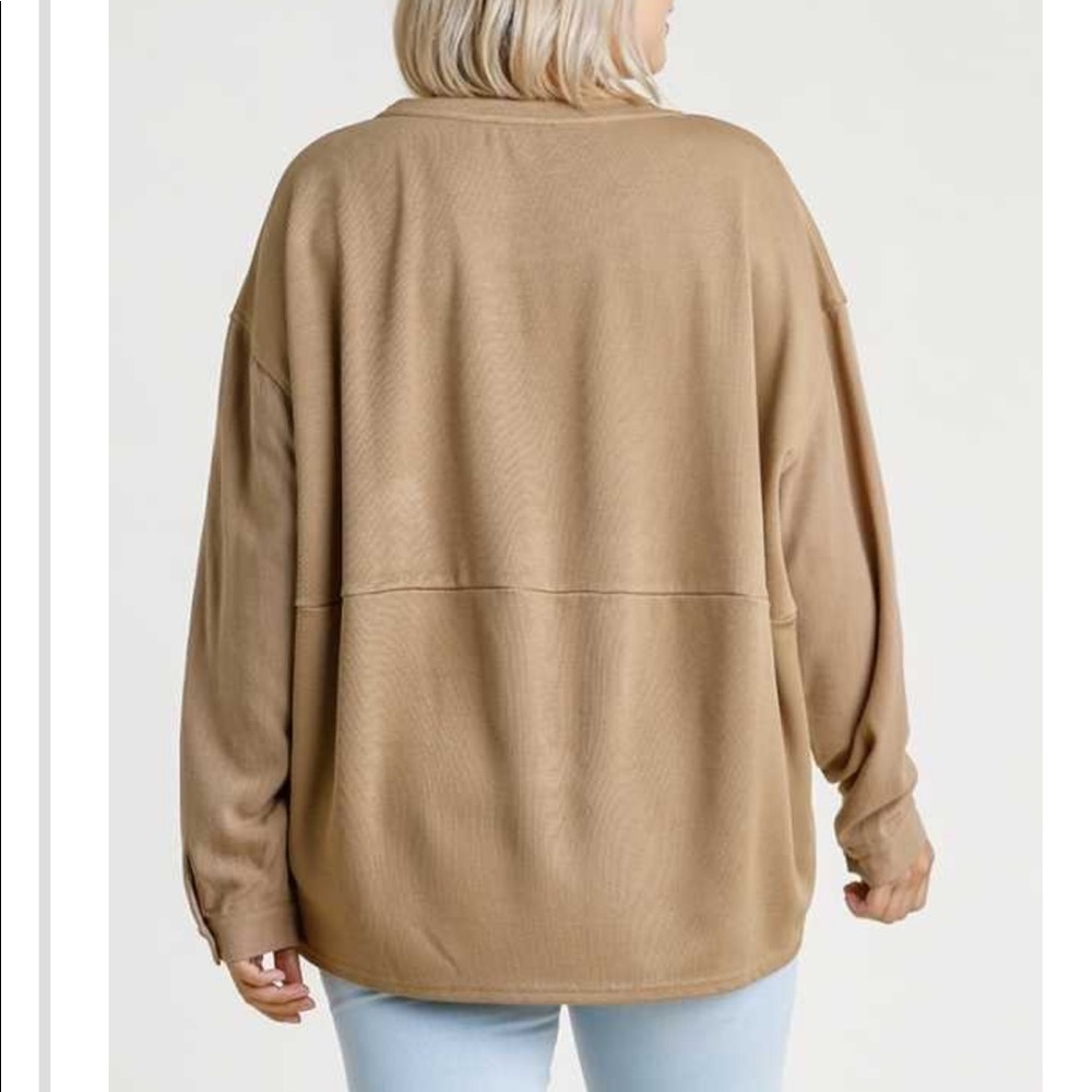 NWT Umgee Plus Almond Knit Linen Sleeve Top sz XL - Picture 2 of 5